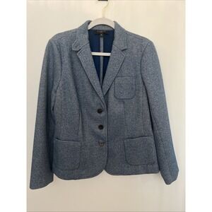 Talbots Long Sleeve 3 Button Blue Wool Blend Blazer Size 16P Petite